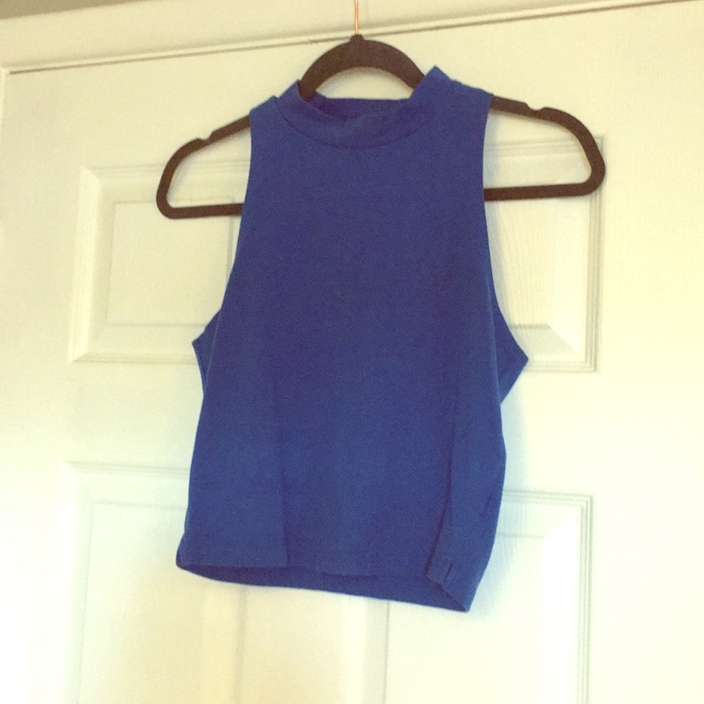 Royal Blue High-Neck Crop Top